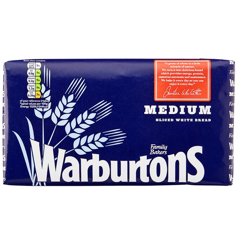 Warburtons Medium White Bread 800g