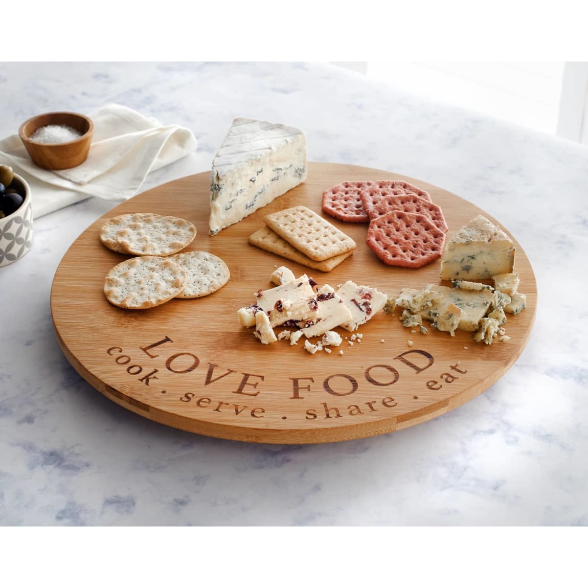 Lazy Susan Rotating Bamboo Serve Board