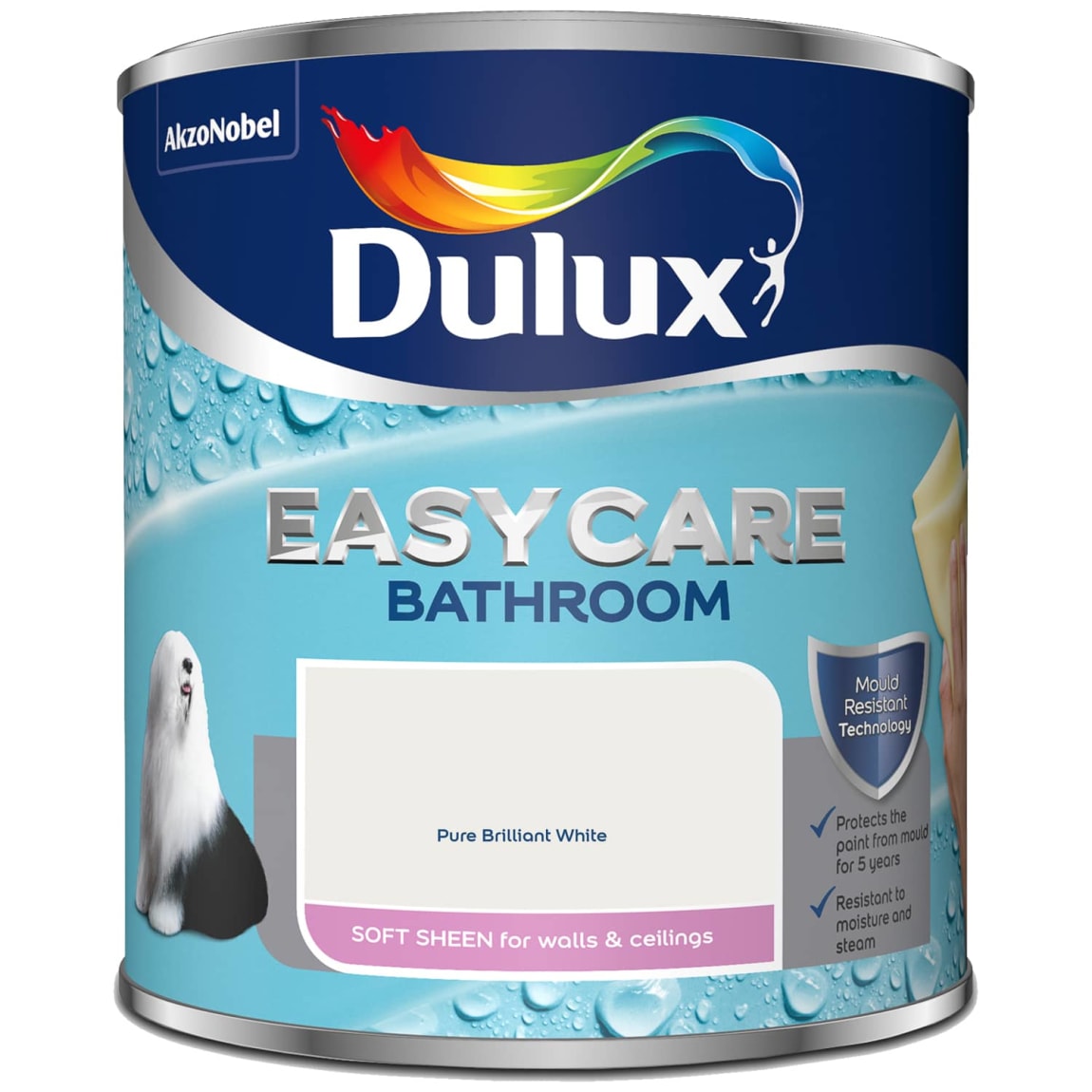 Dulux Easycare Bathroom Paint 1L - Pure Brilliant White