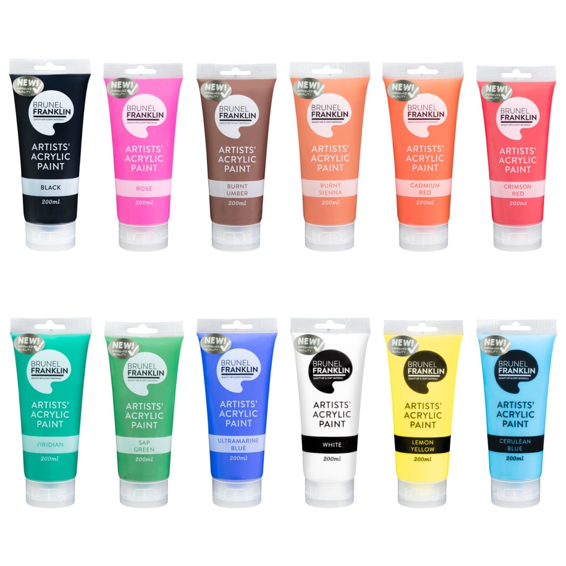 Brunel Franklin Artists' Acrylic Paint Tube 200ml - Assorted