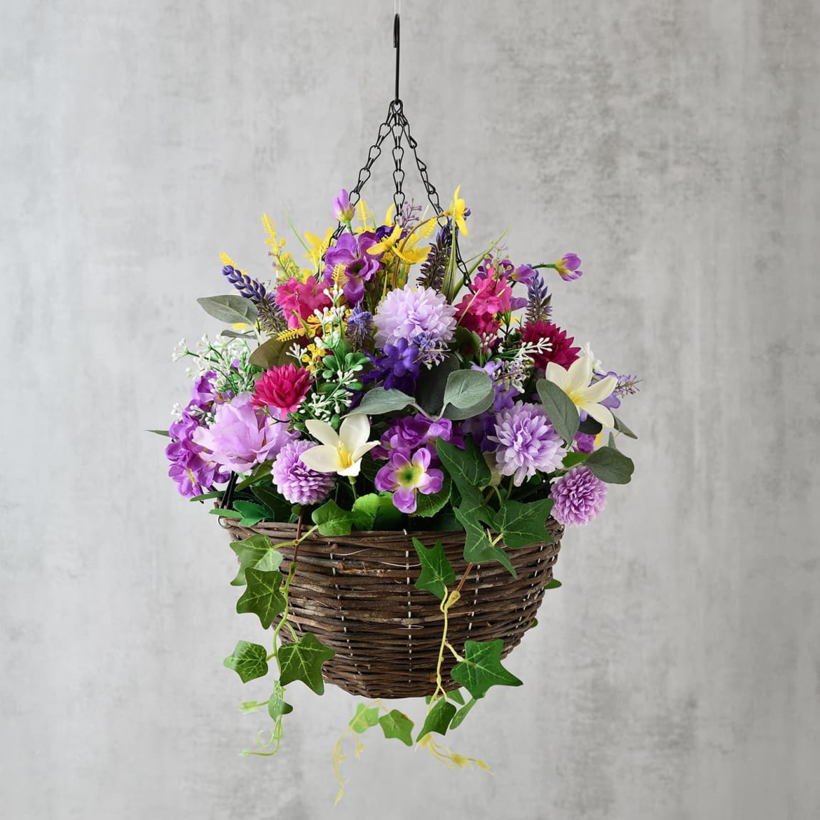 Multicoloured Floral Hanging Basket