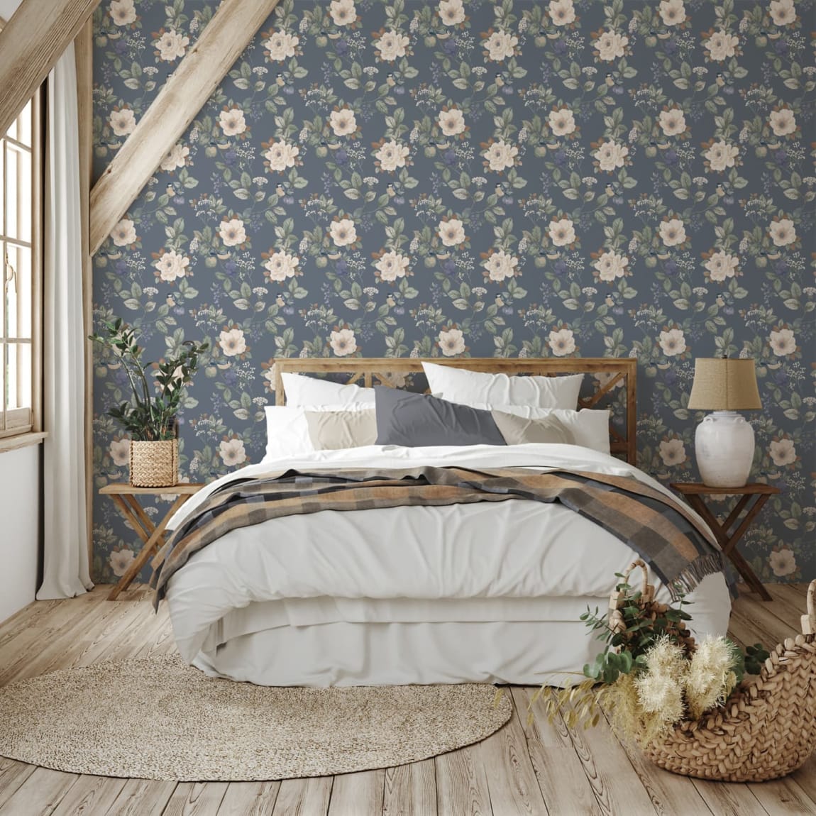 Bramble Chalky Blue Wallpaper