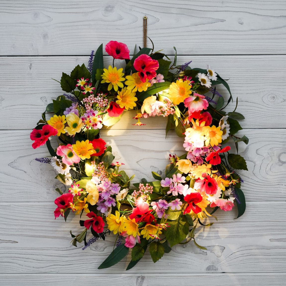 Solar Artificial Floral Wreath