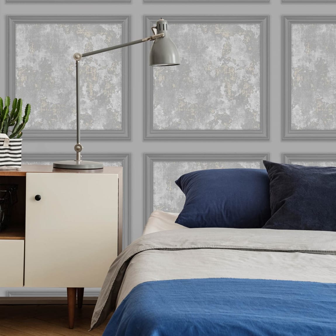Urban Texture Grey Panel Wallpaper