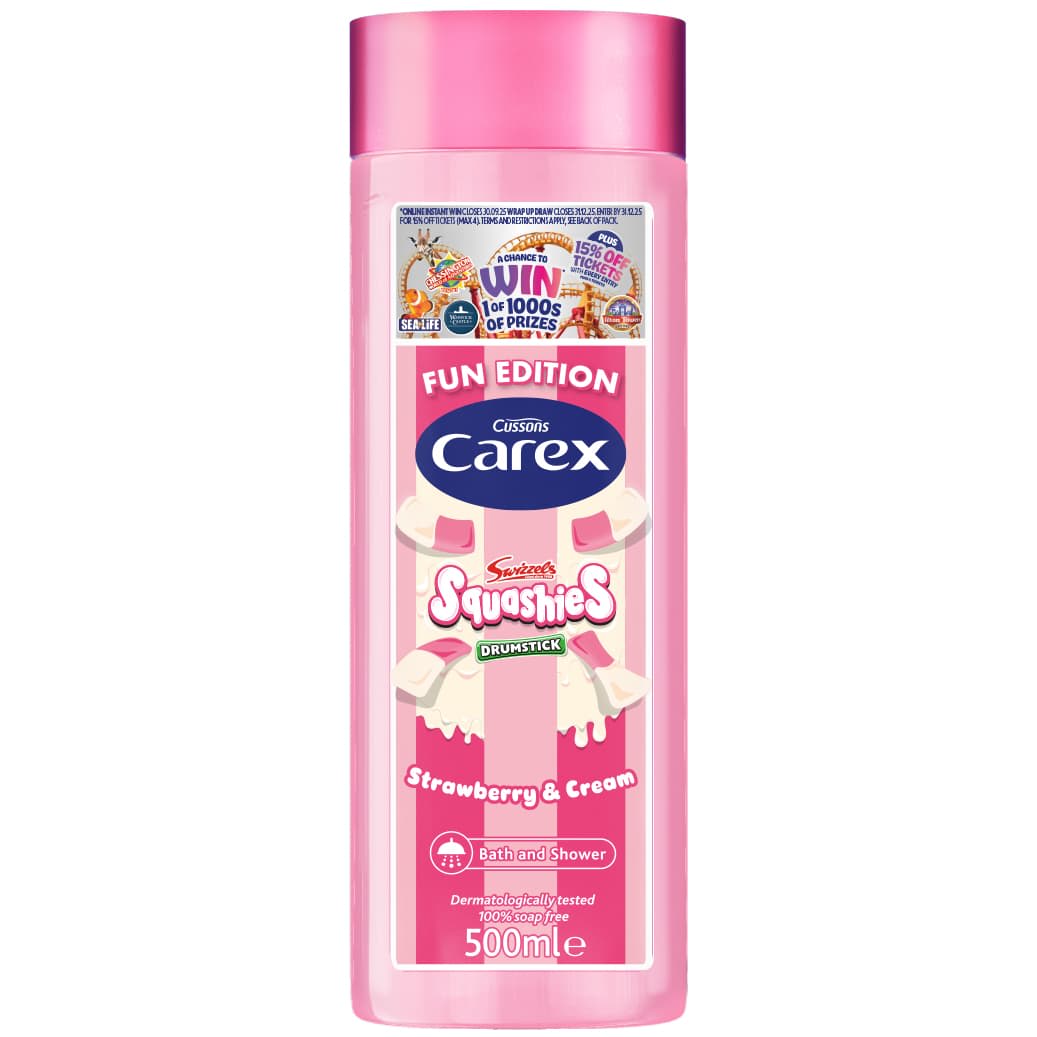Carex Bath & Shower Gel 500ml - Squashies Drumstick - Strawberry & Cream