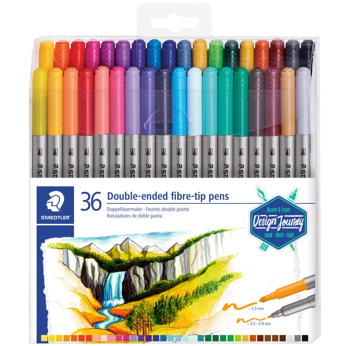 Staedtler Double-Ended Fibre-Tip Pens 36pk