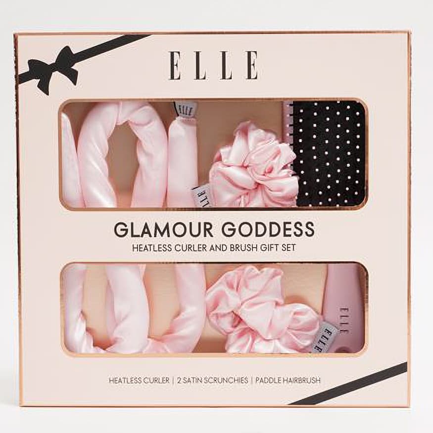 ELLE Glamour Goddess Heatless Curler & Brush Gift Set