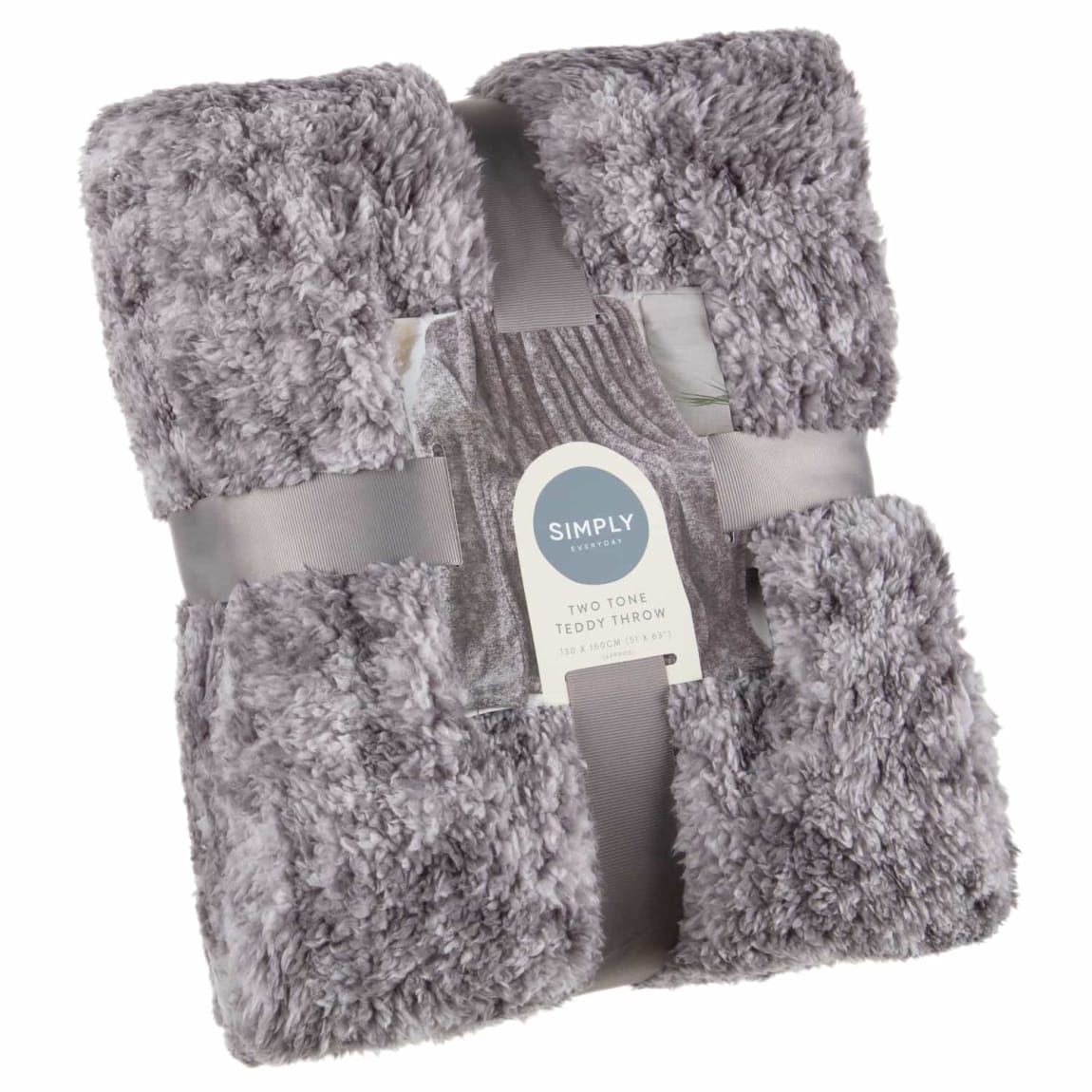 Simply Two Tone Teddy Throw - Grey