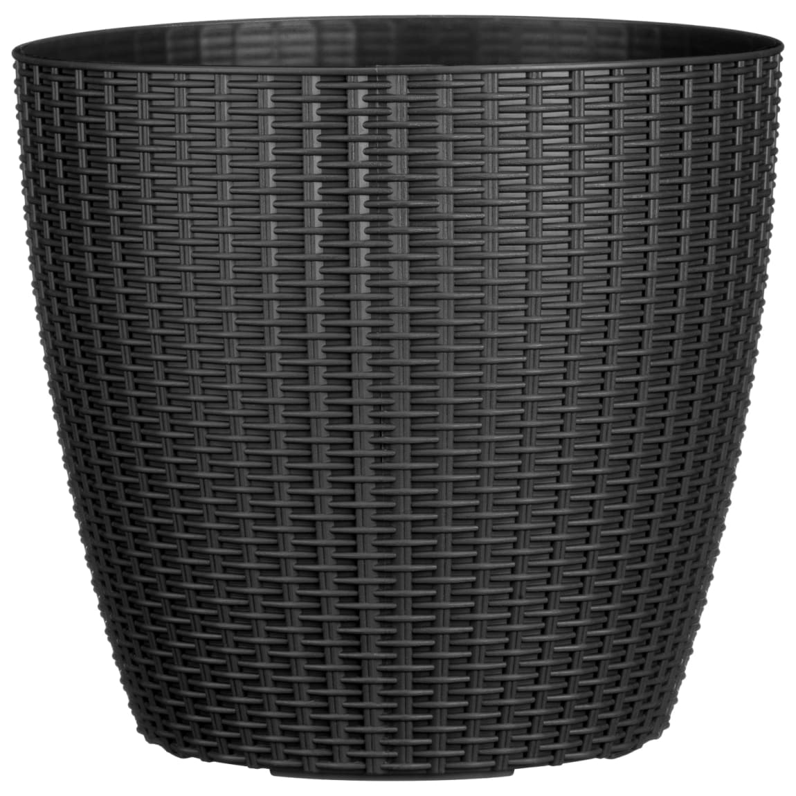 Rattan Effect Plastic Planter - Black