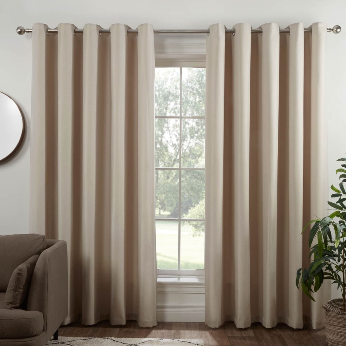 Colorado Hopsack Fully Lined Cream Eyelet Curtains 66 x 90"