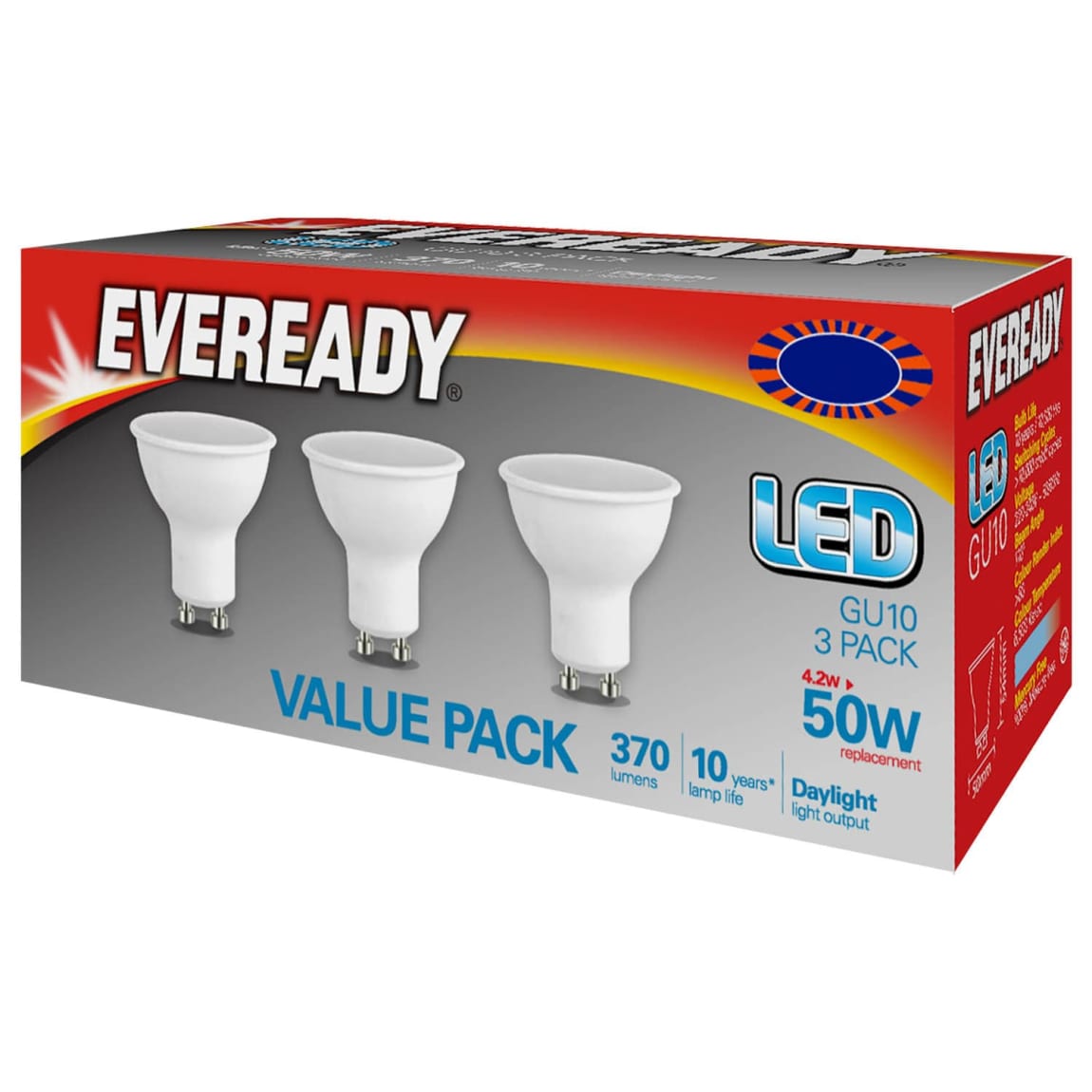 Eveready 50W GU10 LED 3pk