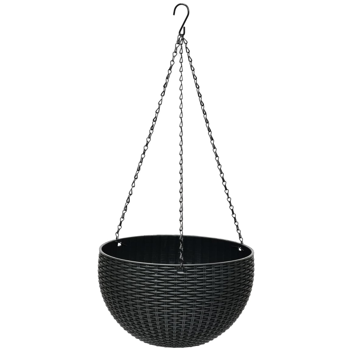 Rattan Effect Hanging Planter - Black