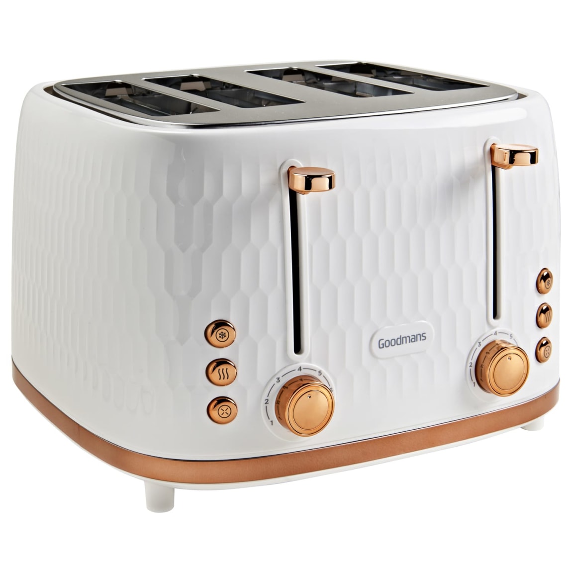 Goodmans Honeycomb White Rose Gold Toaster