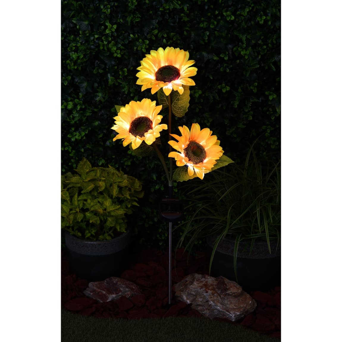 Solar Powered Artificial Sunflower Stake - Cool White