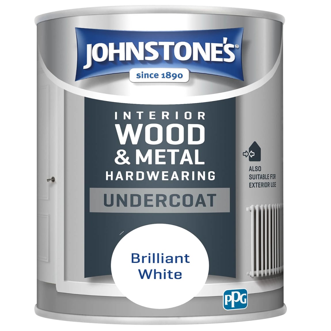 Johnstone's Hardwearing Undercoat Paint 750ml - Brilliant White