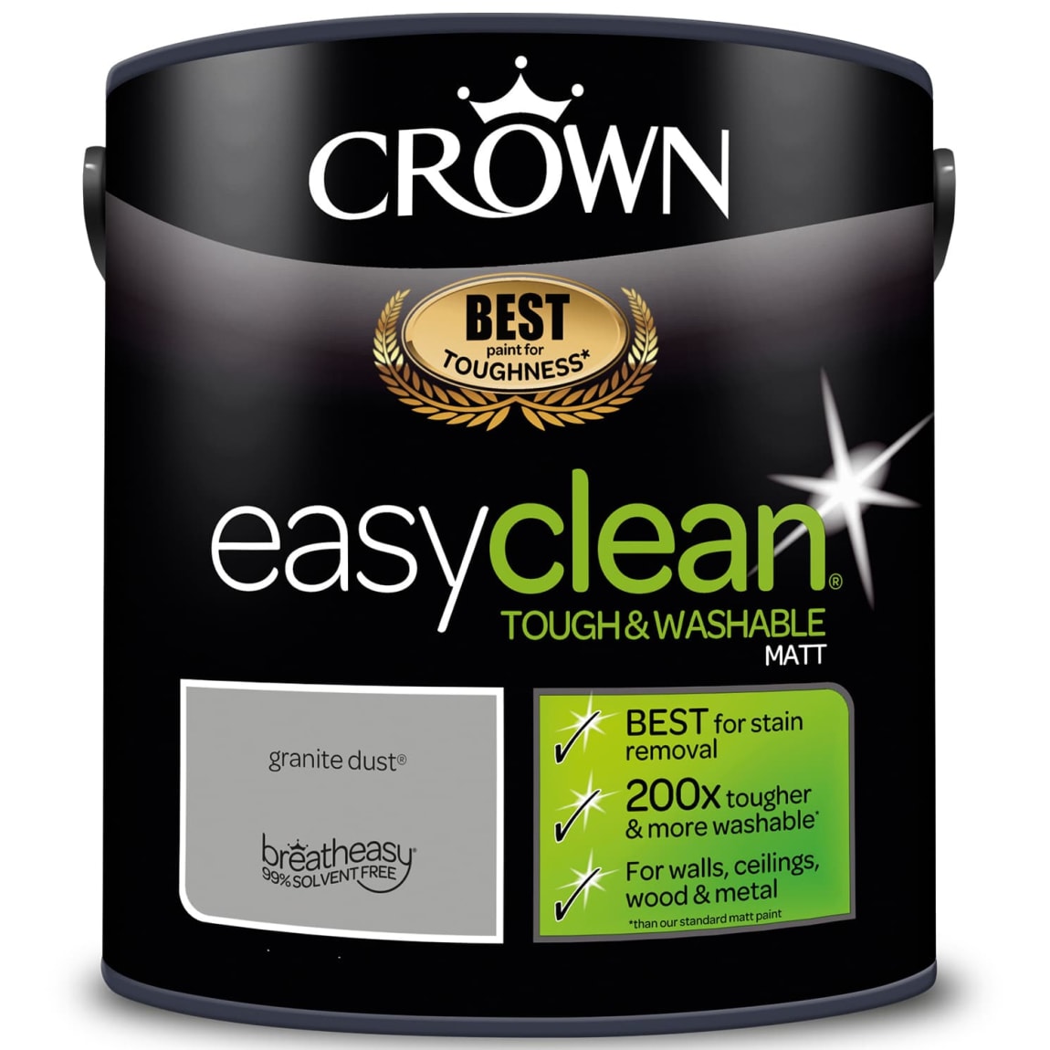 Crown Easyclean Matt Emulsion 2.5L - Granite Dust