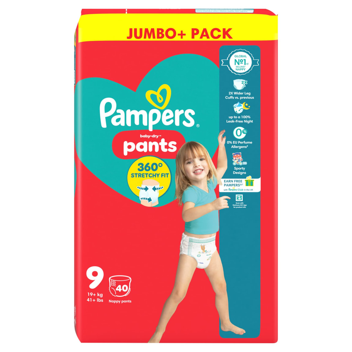 Pampers Baby-Dry Nappy Pants Jumbo 40pk - Size 9
