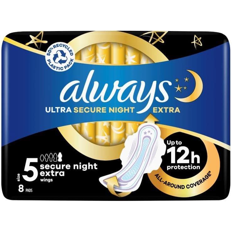 Always Ultra Secure Night Pads Extra 8pk