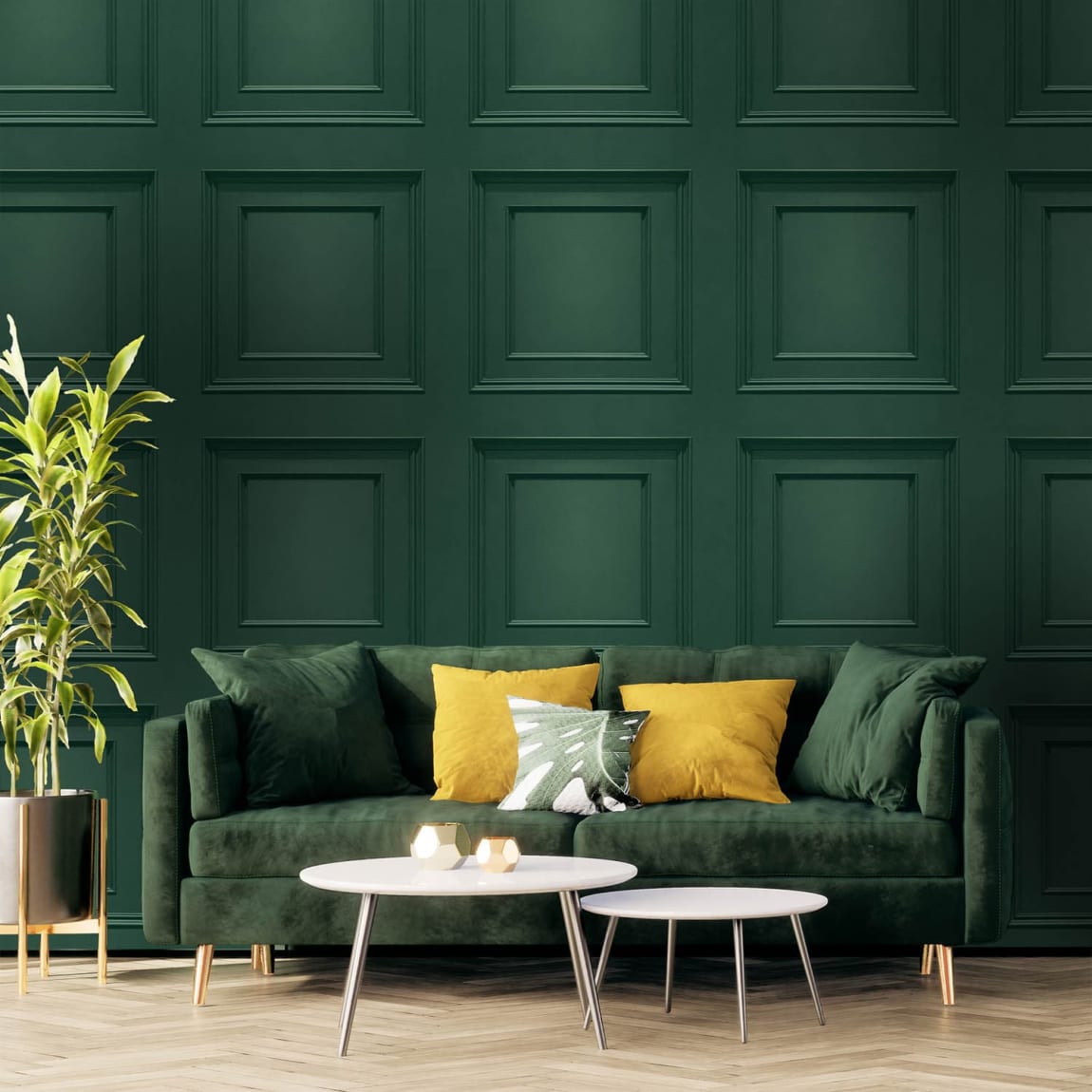 Oliana Green Panel Wallpaper