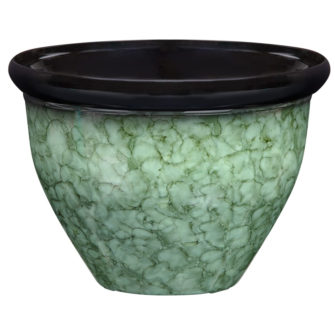 Glazed Effect Plastic Planter - Green
