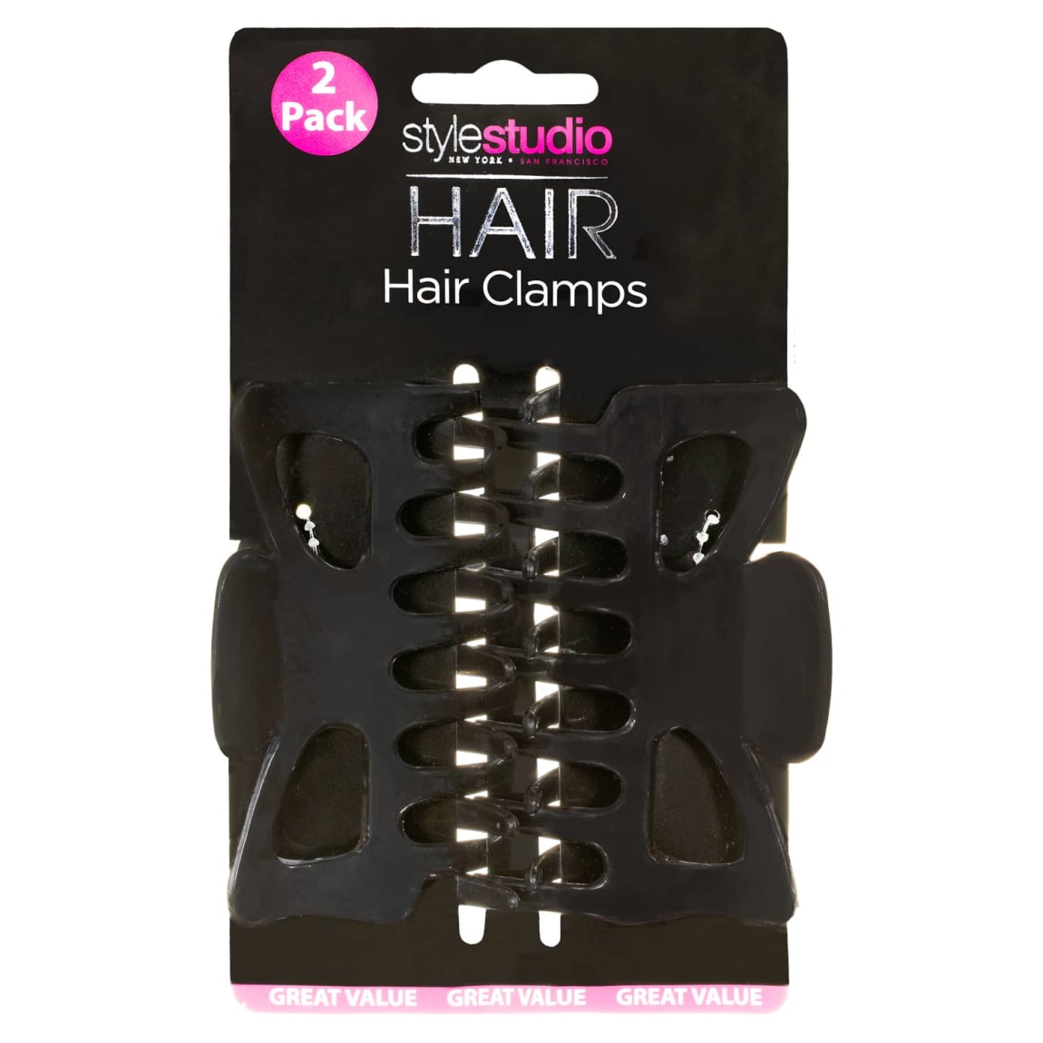 Style Studio Hair Clamps 2pk - Black