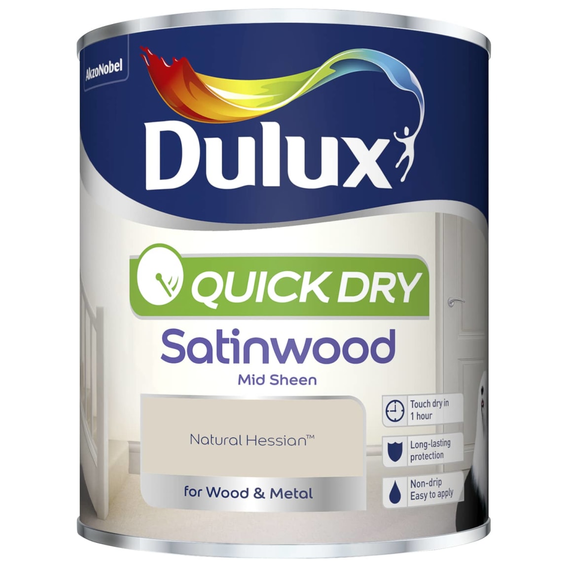 Dulux Quick Dry Satinwood Paint 750ml - Natural Hessian