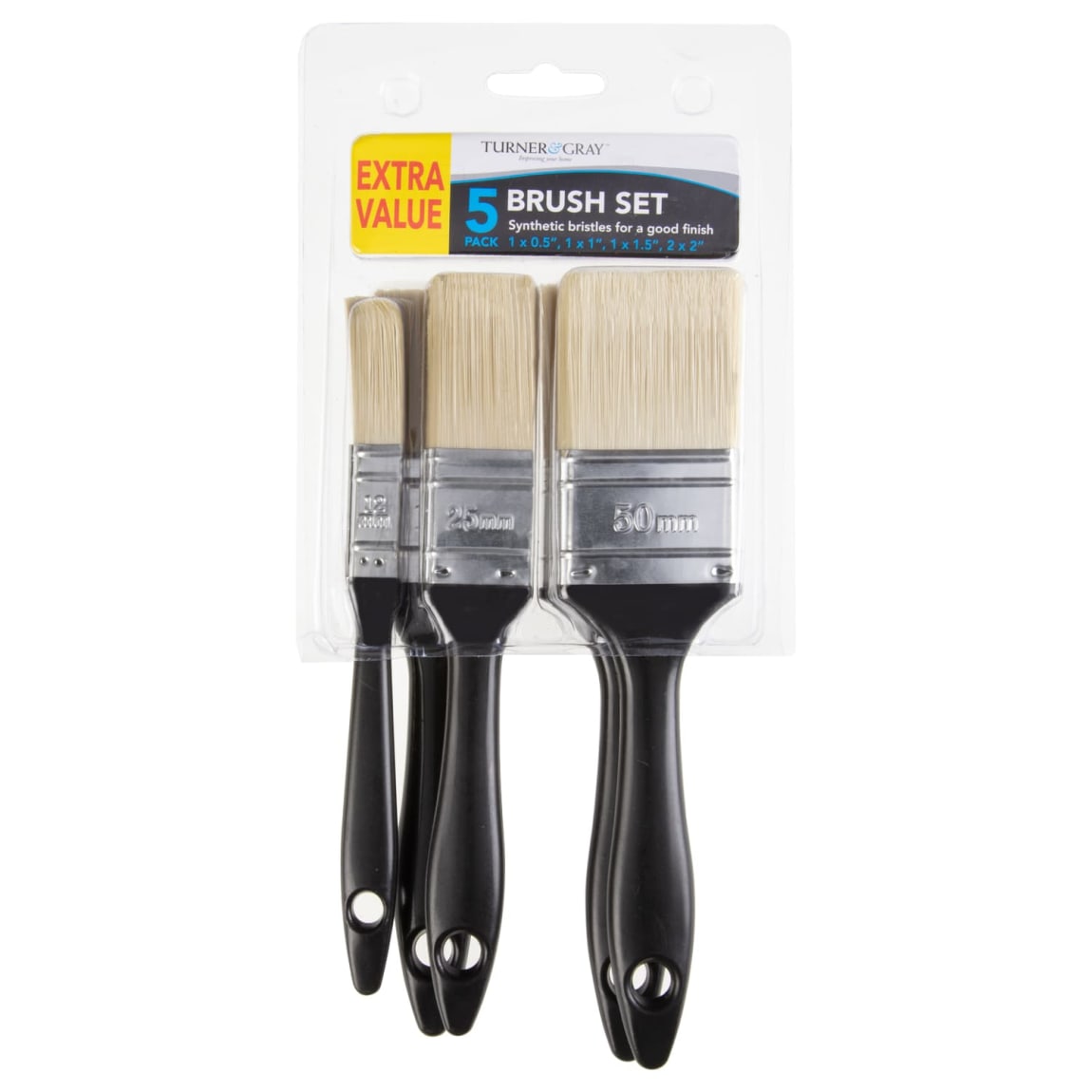 Turner & Gray Synthetic Paint Brushes 5pk