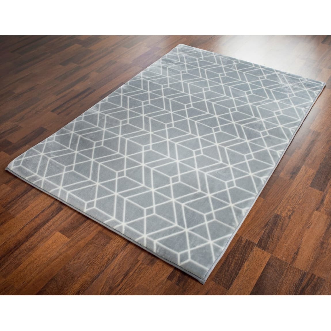 Geo Microplush Rug 110 x 160cm - Grey