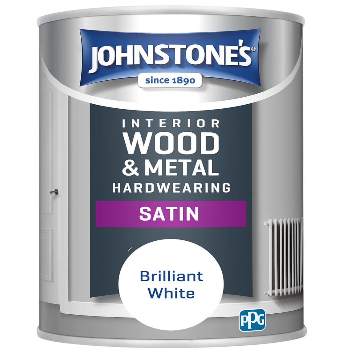 Johnstone's Hardwearing Satin Paint 750ml - Brilliant White