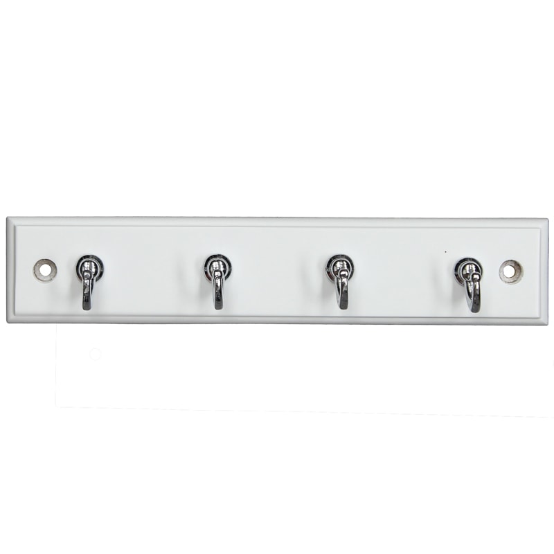 White & Chrome 4 Hook Key Rail