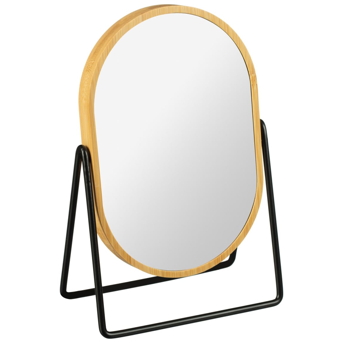 Bamboo Mirror With Black Stand