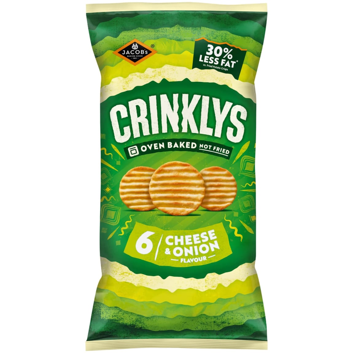 Jacob's Crinklys Cheese & Onion 6pk