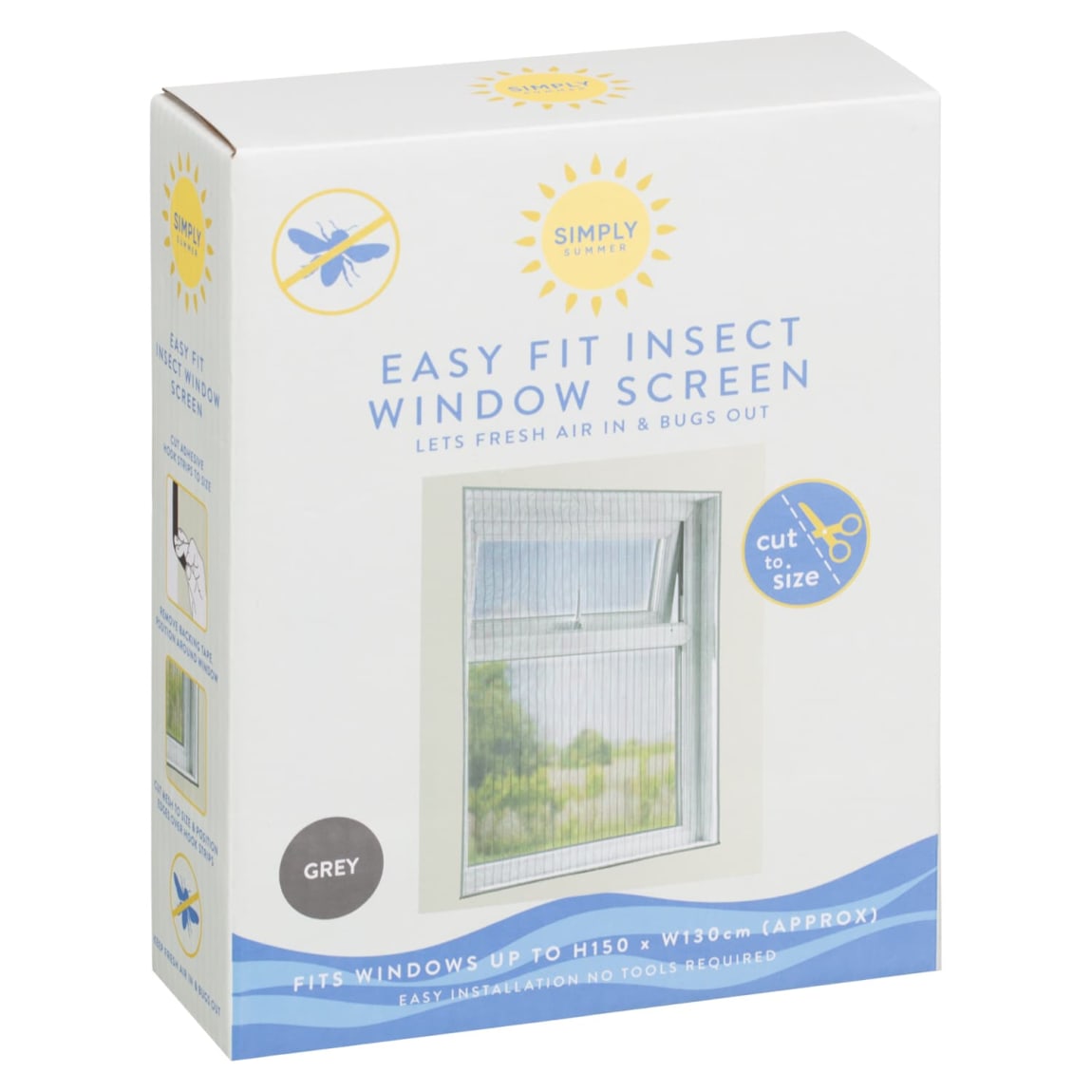 Easy Fit Insect Window Screen - Grey