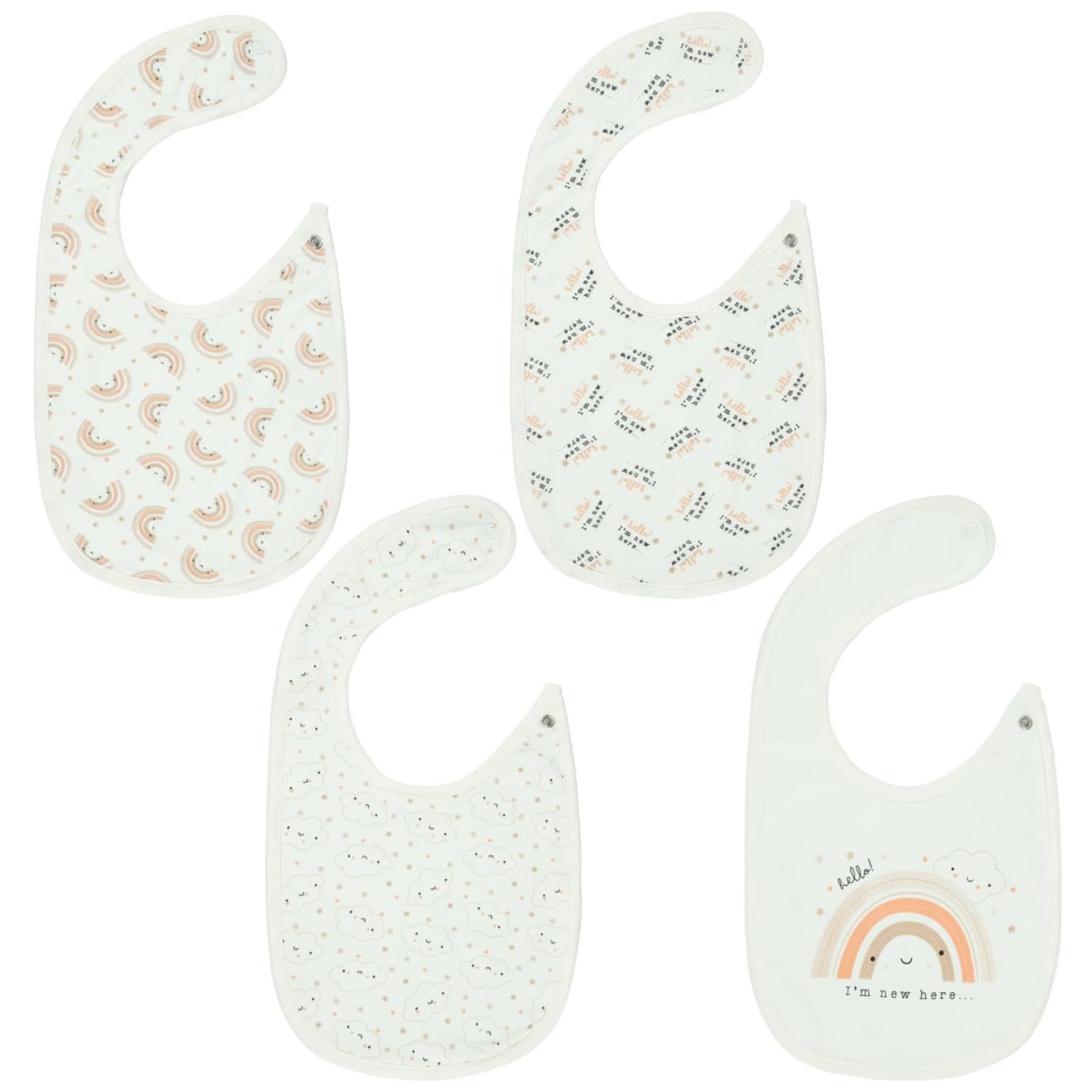 Baby Bib Unisex 4pk - Natural