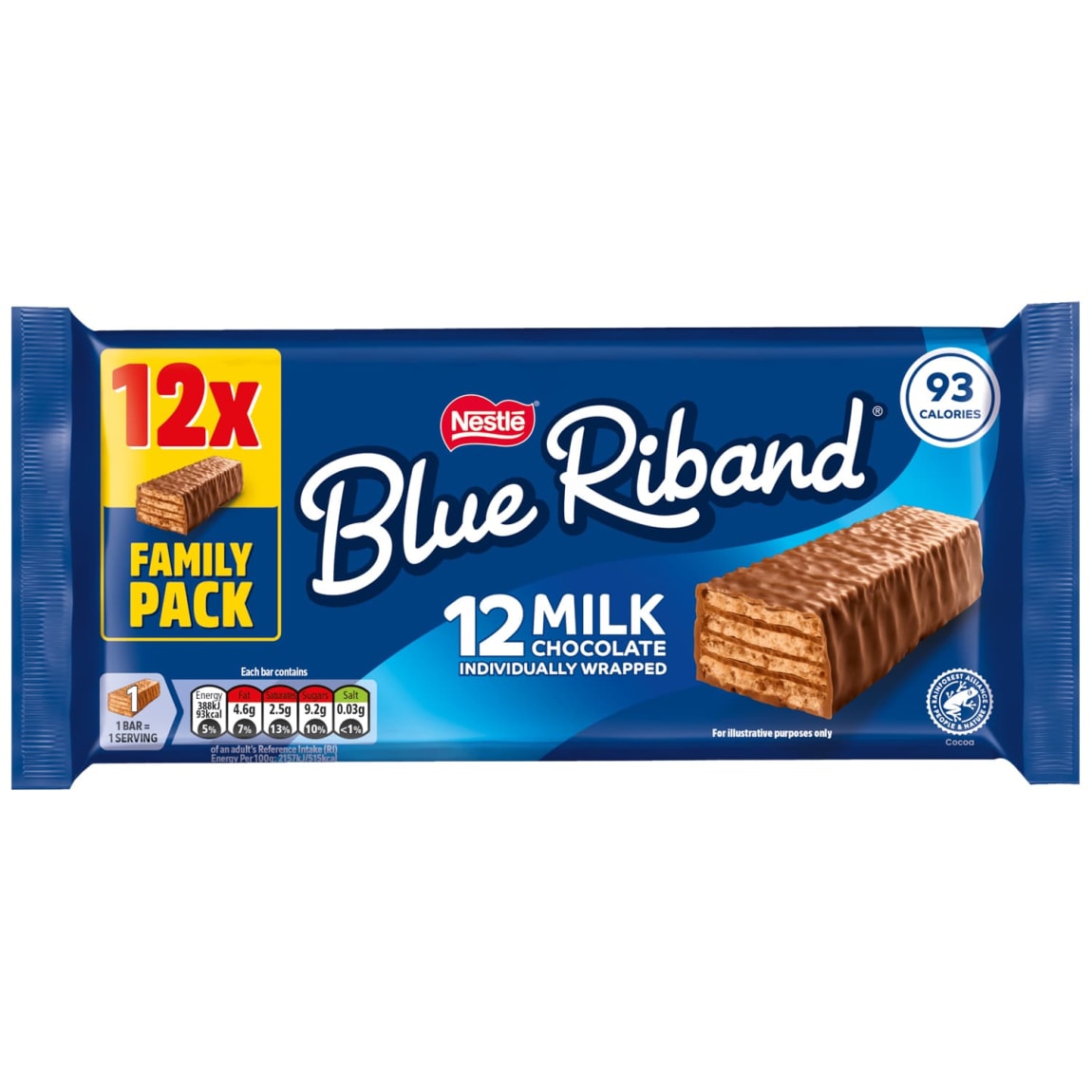 Blue Ribband Milk Chocolate Wafer Biscuit Bar 12pk