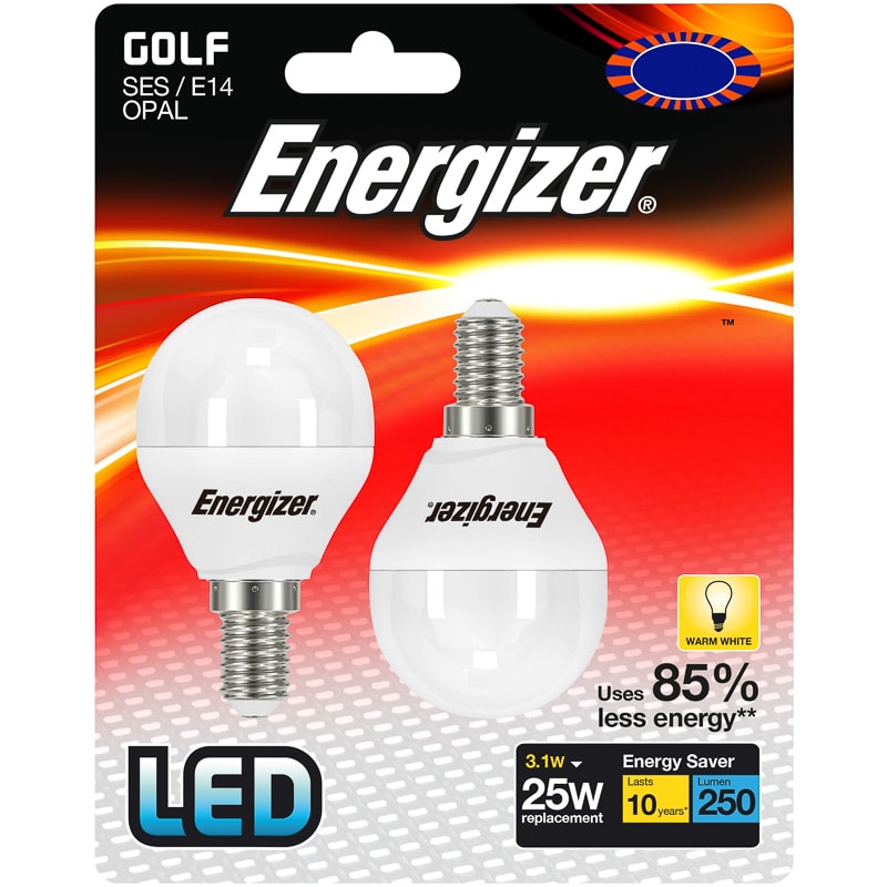 Energizer LED 25W E14 Golf Bulb 2pk
