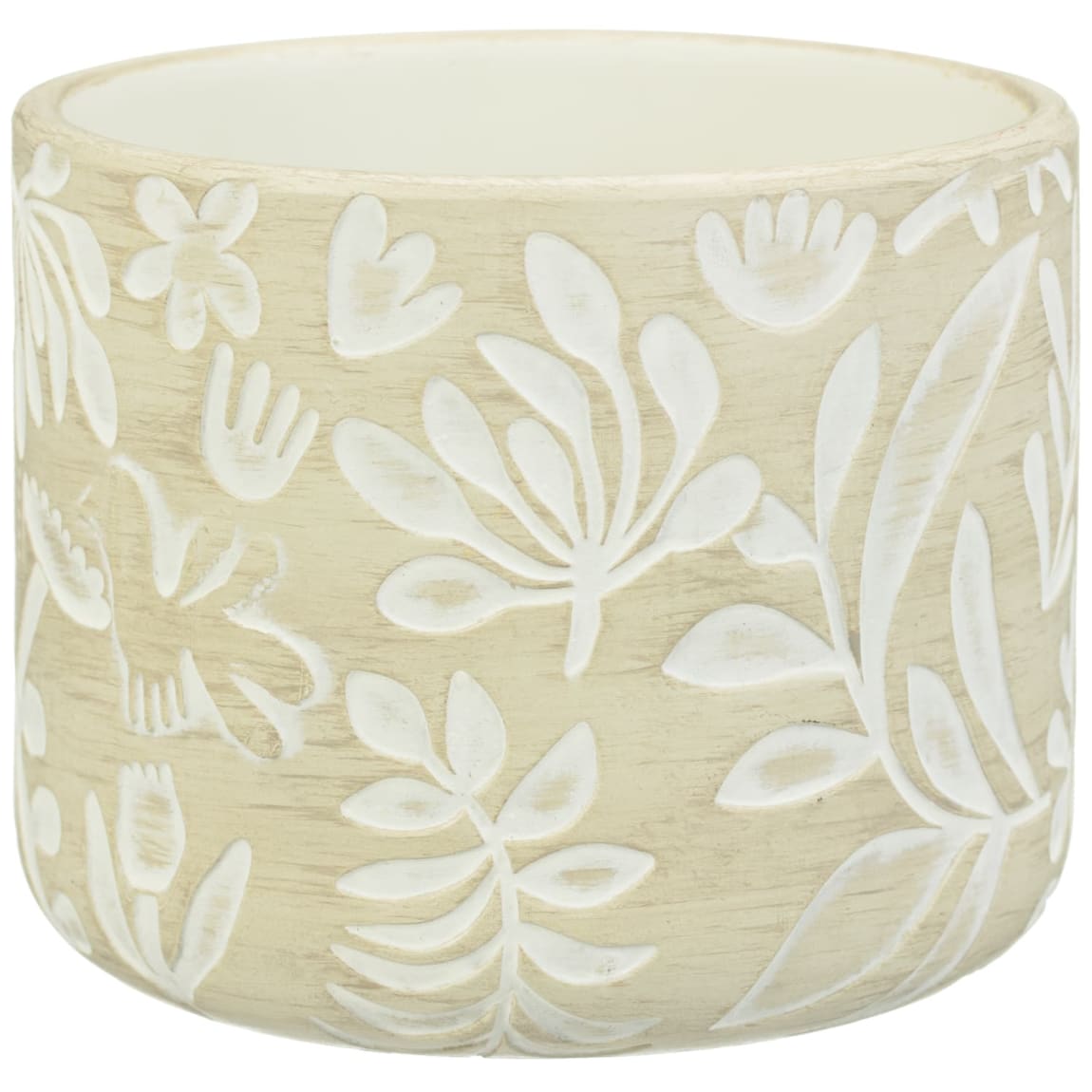 Embossed Ceramic Planter - Cream