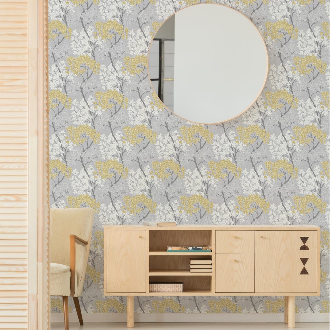 Lykke Tree Wallpaper - Ochre