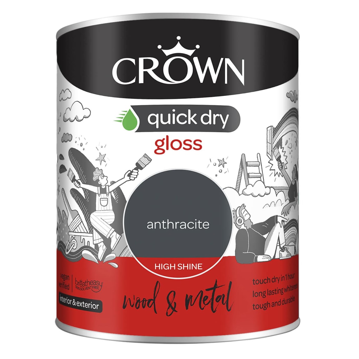 Crown Quick Dry Gloss Paint 750ml - Anthracite