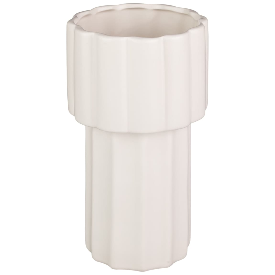 Top Heavy Ribbed Vase - Cream