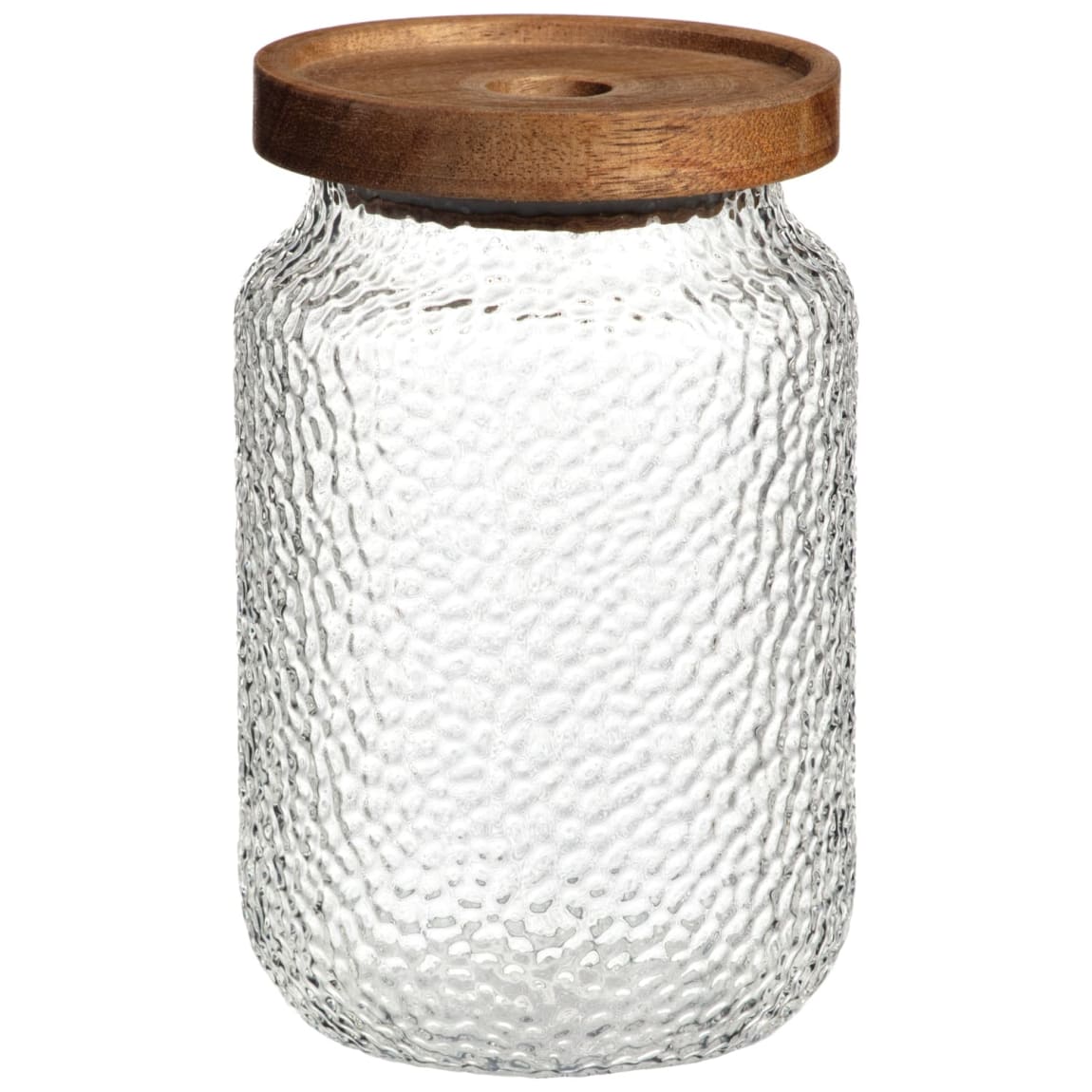 Hammered Glass Cannister with Wooden Lid - Large