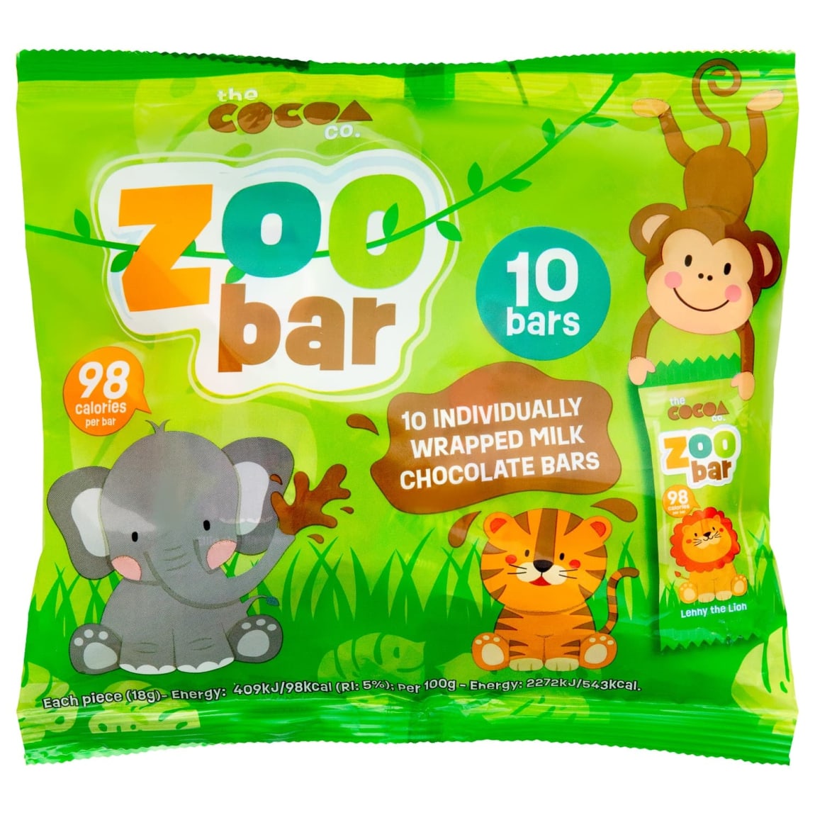The Cocoa Co Zoo Bars 10pk - Milk Chocolate