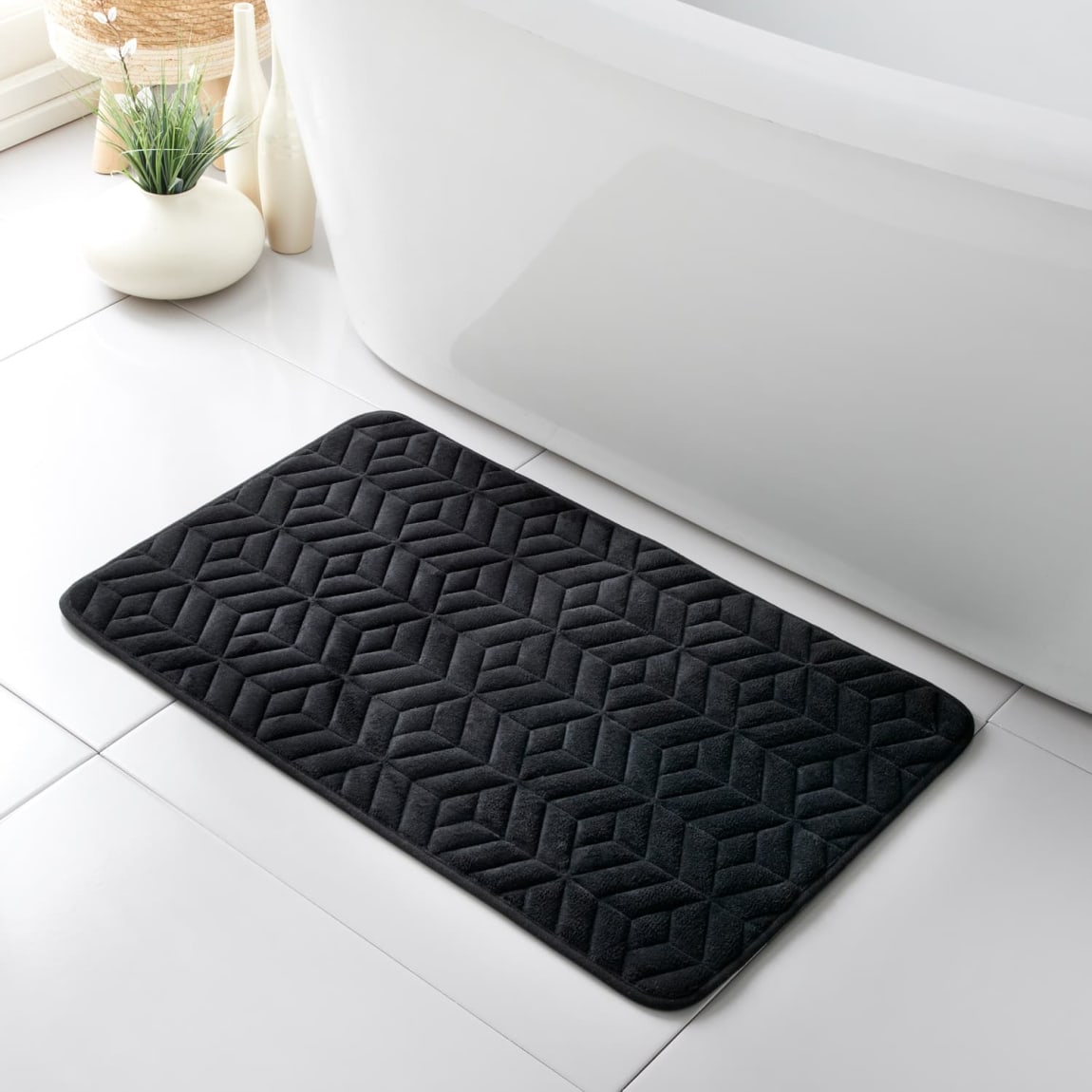 Geo Memory Foam Bathmat - Black