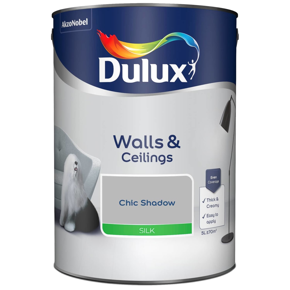 Dulux Walls & Ceilings Silk Paint 5L - Chic Shadow