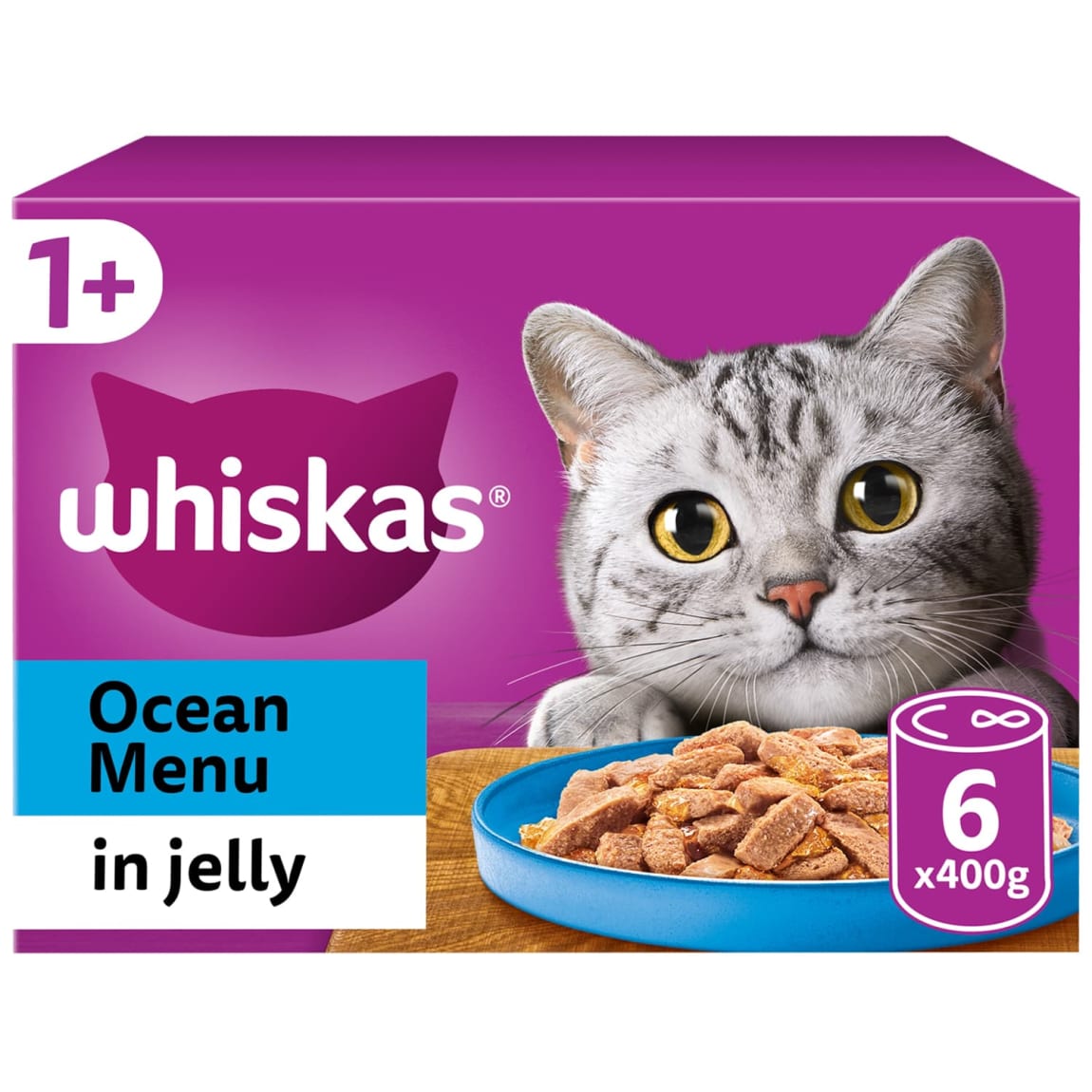 Whiskas 1+ Cat Tins Ocean Menu in Jelly 6pk