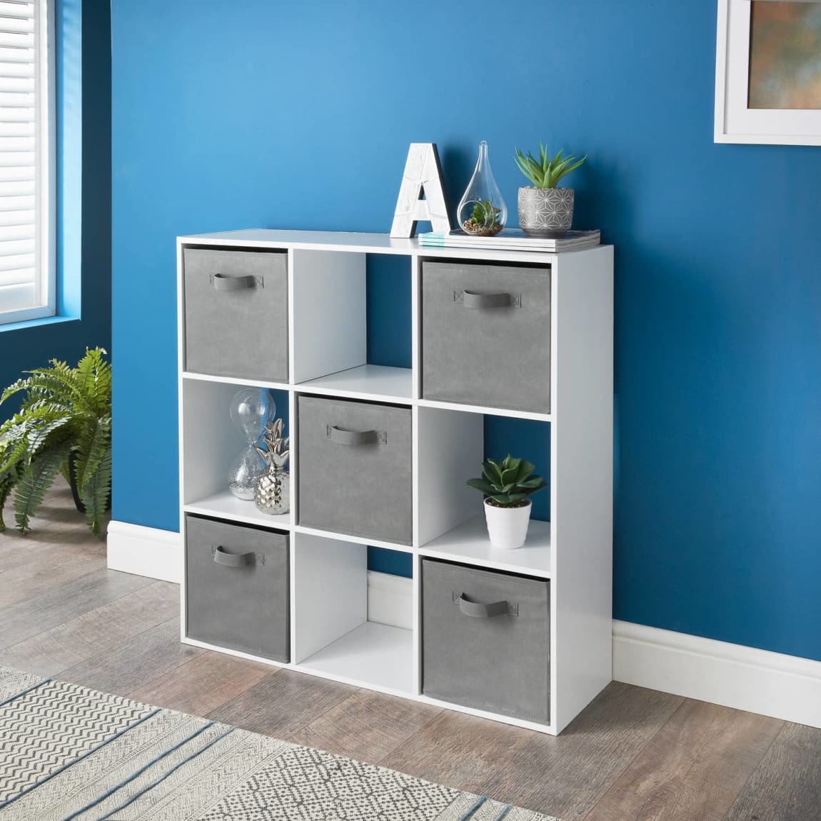 Lokken 9 Cube Shelving Unit & Baskets - White