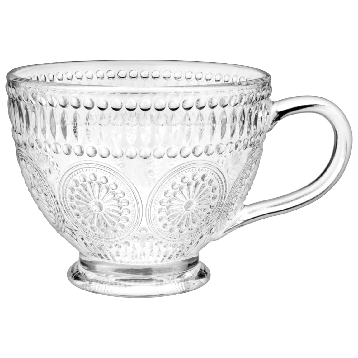 Natural Bloom Embossed Glass Mug - Clear