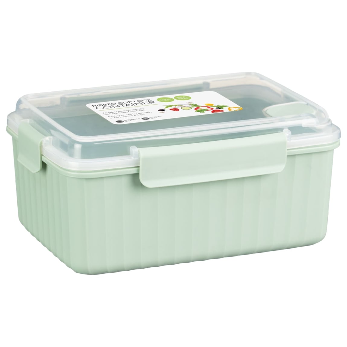 Ribbed Clip Lock Container - Sage