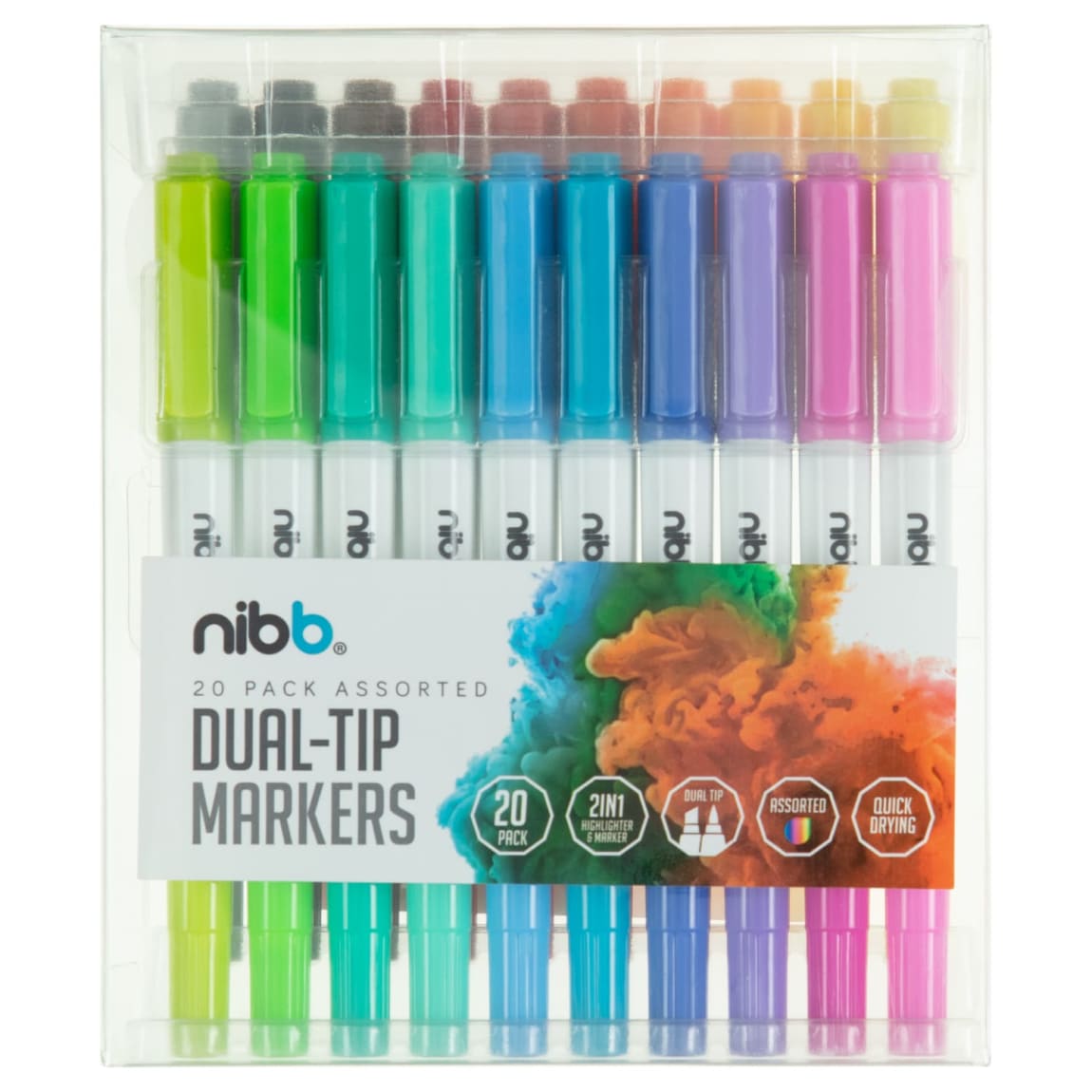 NIBB Dual-tip Marker Pens 20pk - Assorted