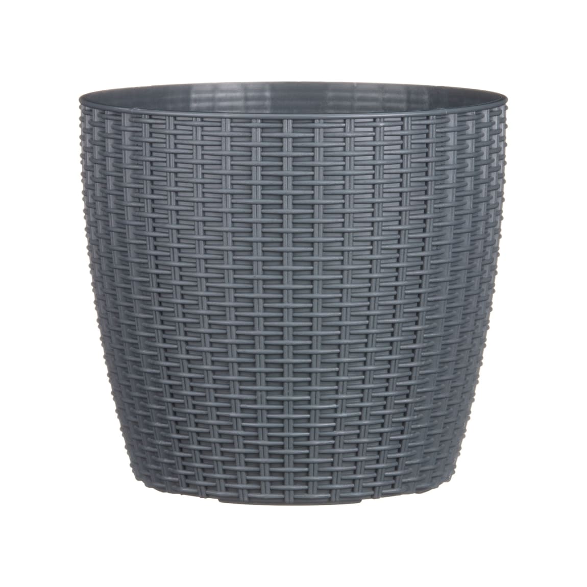 Rattan Effect Plastic Planter - Grey